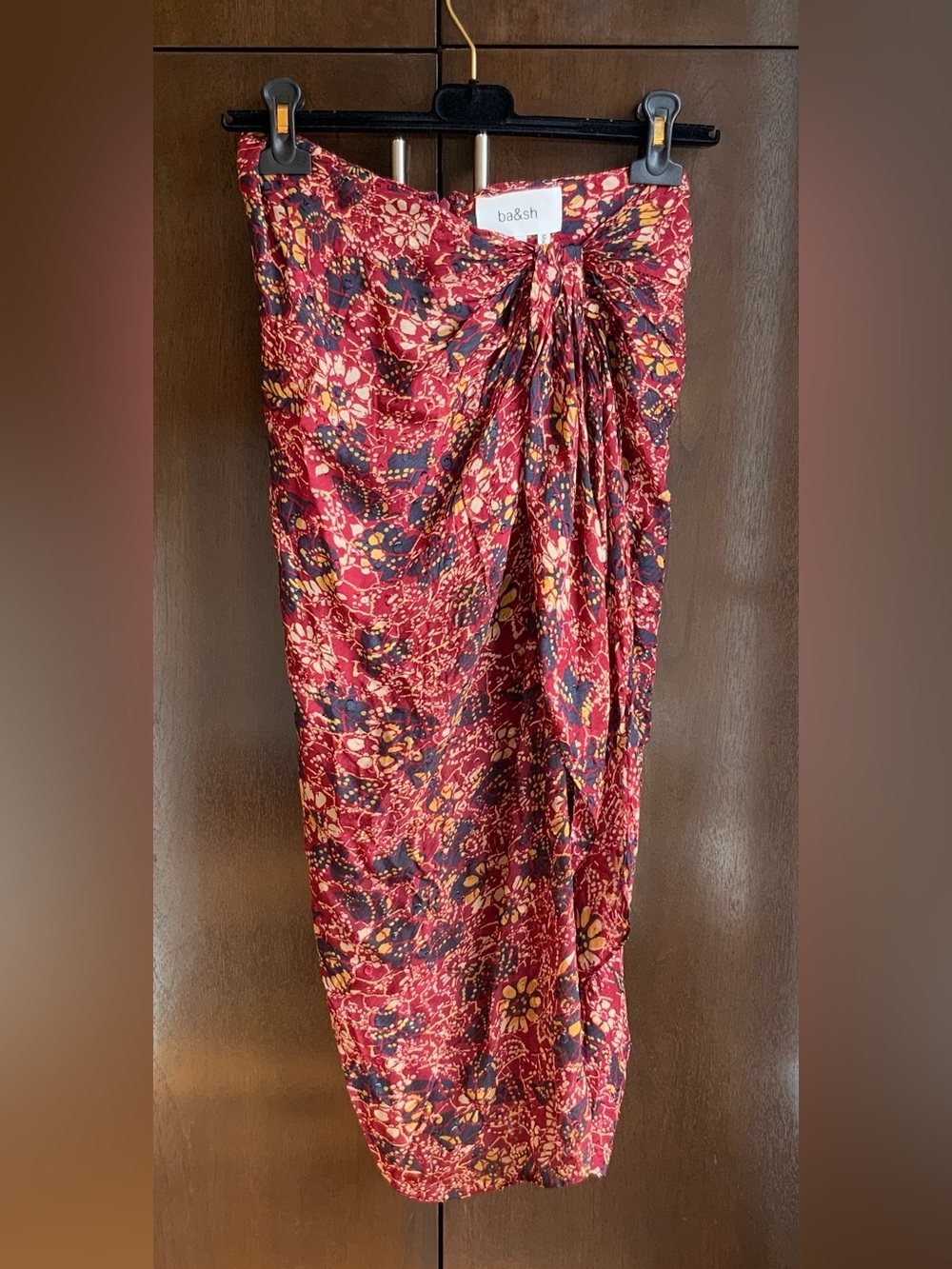 BA&SH Galia  Burgundy Floral Skirt